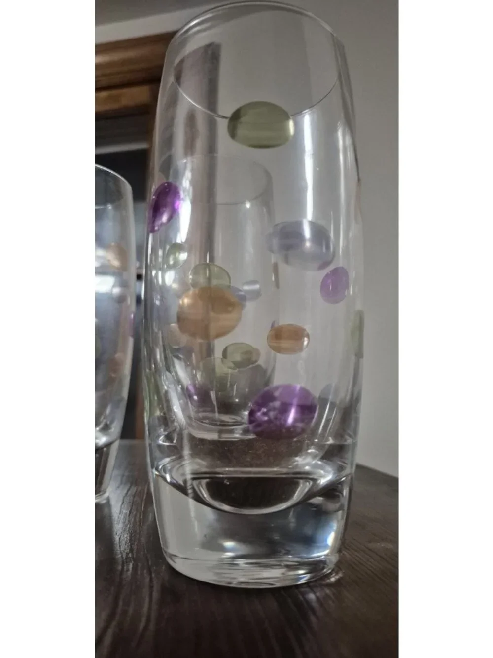 Vintage (4) Block Cabaret Double OLD FASHIONED GLASSES w/Colored Bubbles